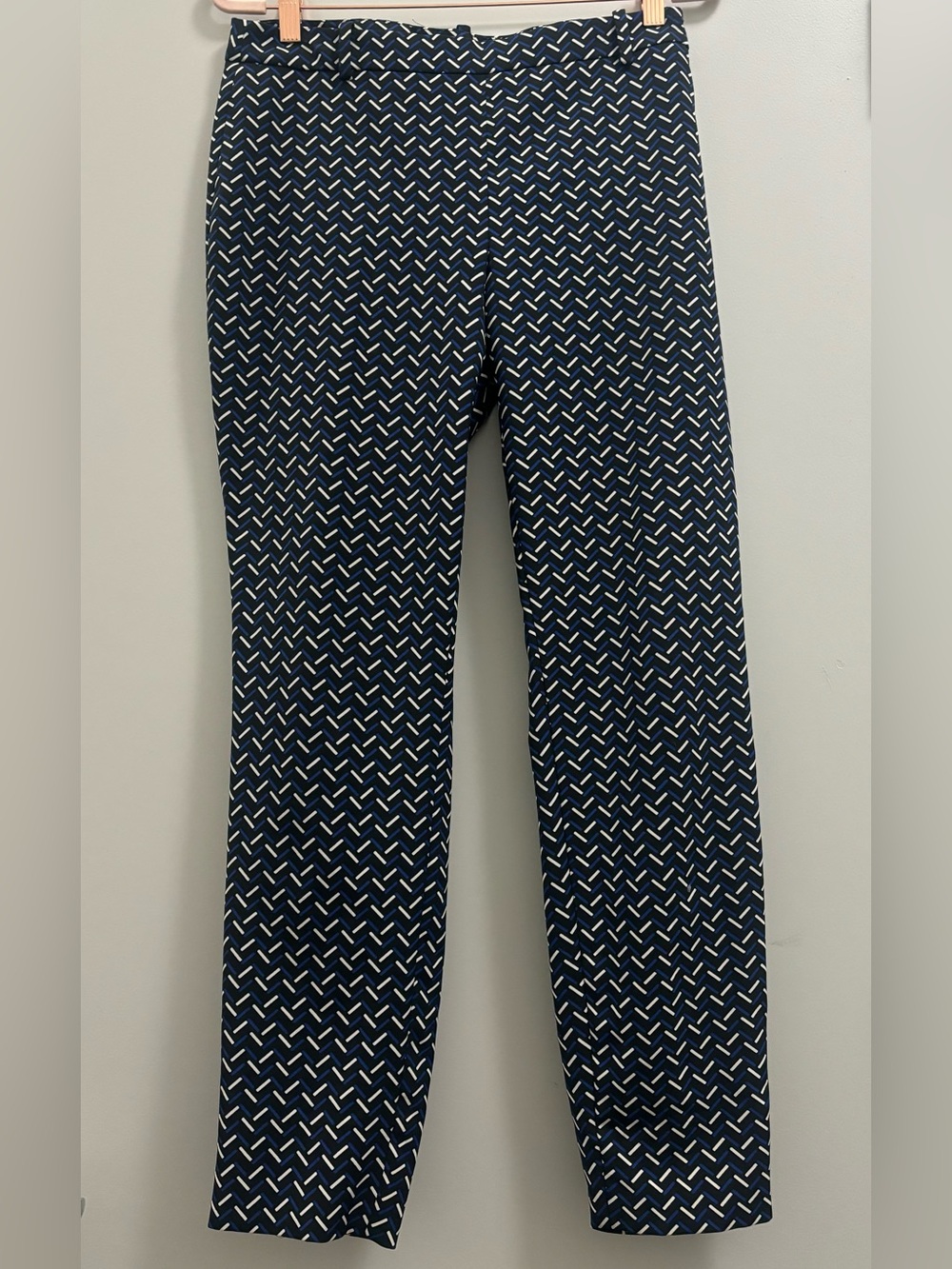 Zara Woman Black Navy and White Geometric Trousers